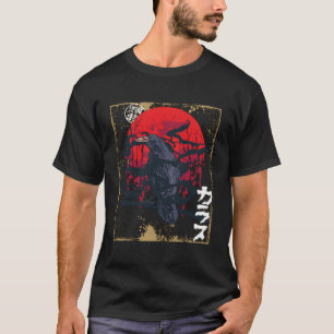 Camiseta Gótico Raven Red Moon Black Crow