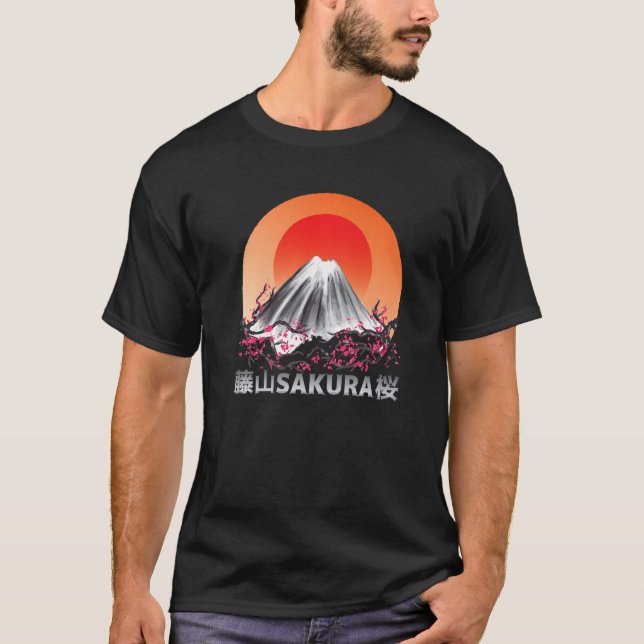 Camiseta Gótico Sakura Pastel Vapor ola Fuji Yama (Anverso)