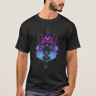 Camiseta Gótico satánico satánico de la flor de la onda del
