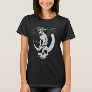 Camiseta Gótico Sfinx Cat Bat Wicca Gótico Skull Mal Pagan