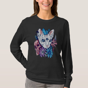 Camiseta Gótico Sfinx Cat Mystic Crystal Cat Witchcraft Gót