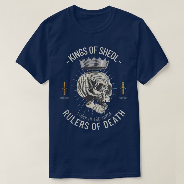 Camiseta Gótico Skeleton Skull Kings de Sheol T-Shirt (Diseño del anverso)