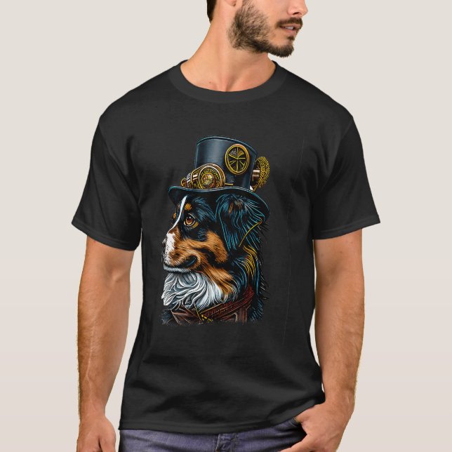 Camiseta Gótico Steampunk aussie mini Pastor Australiano (Anverso)
