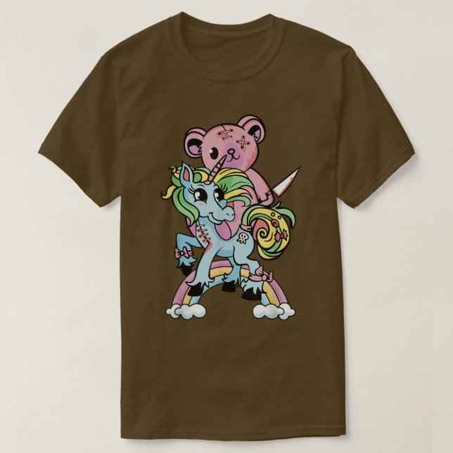 Camiseta Gótico unicornio arcoiris kawaii pastel lindo y C (Diseño del anverso)