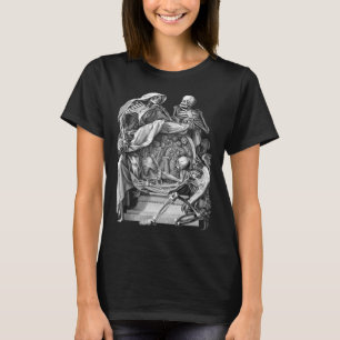 Camiseta Gótico Vintage Skeleton Engraving Memento Mori Hal