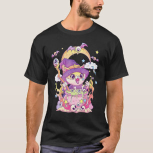 Camiseta Gótico Wicca De Gato Y Pastel De Cráneo Cutáneo Y