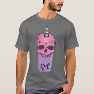 Camiseta gótico y esqueleto de té burbuja esqueleto de góti