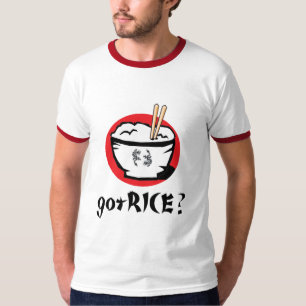 Camiseta ¿gotRICE? Cuenco de arroz japonés para los blanc