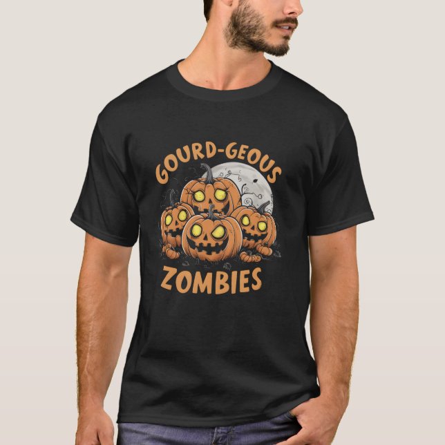 Camiseta Goured geous Zombies Spooky Zombie Pumpkins divert (Anverso)
