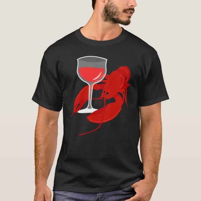 Camiseta Gourmet  Red Wine Wine Lobster Hummer Dinner (Anverso)