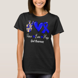 Camiseta Gout Awareness Peace Love Hope Blue Ribbon