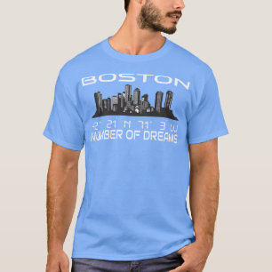 Camiseta Gps Coordina Ciudad de Boston Skyline Dream City