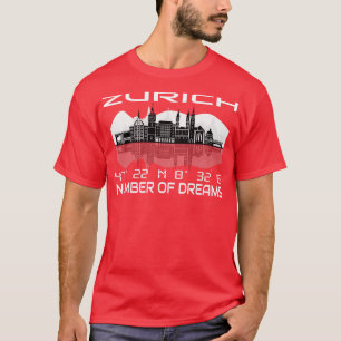 Camiseta Gps coordina ciudad de Zurich Skyline Dream City