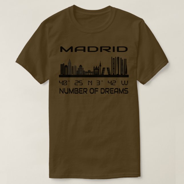 Camiseta Gps Coordina Ciudad Madrid Skyline Dream City 1 (Diseño del anverso)