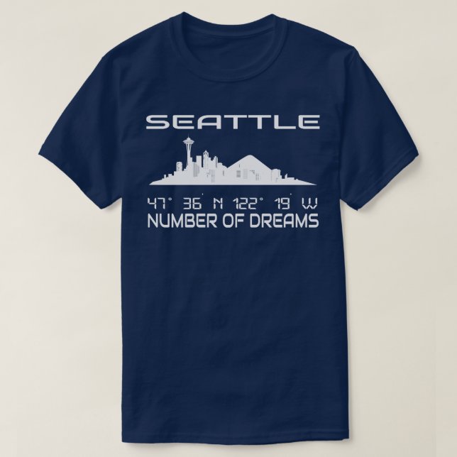 Camiseta Gps coordina la ciudad Seattle Skyline Dream City (Diseño del anverso)