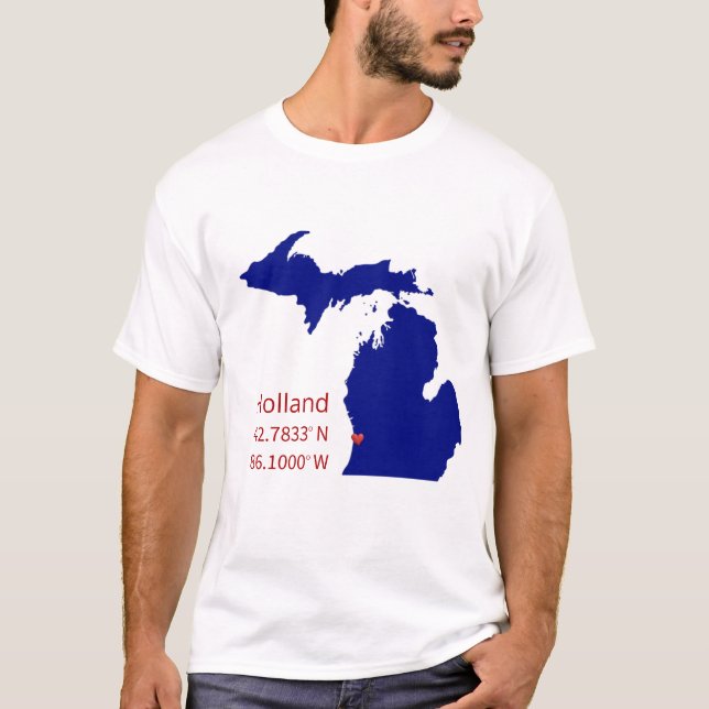 Camiseta GPS Coordinates of Holland Michigan (Anverso)
