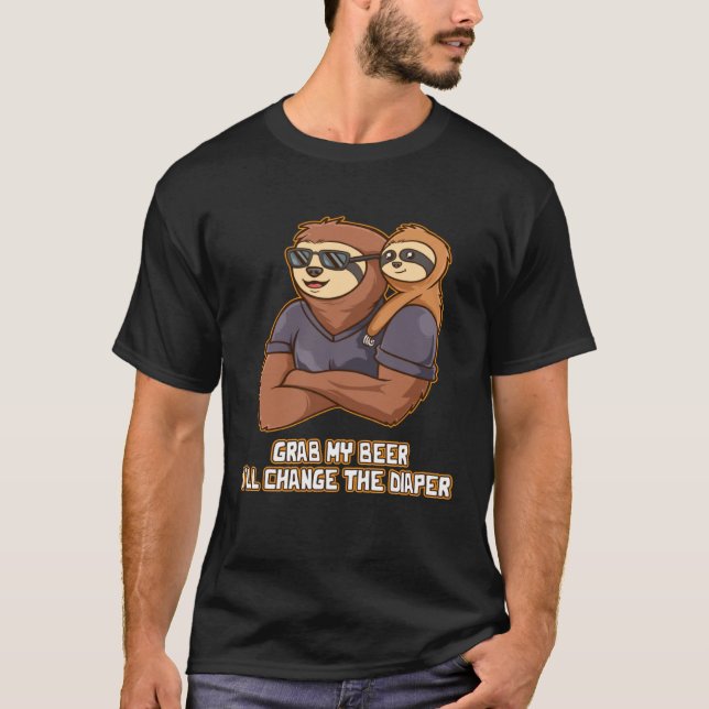Camiseta Grab My Beer I Will Change the Diaper  Dad Humor D (Anverso)