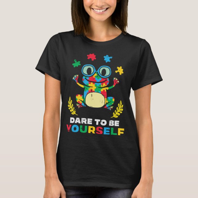 Camiseta Grab this cute Puzzle Frog Dare To Be Yourself T-S (Anverso)