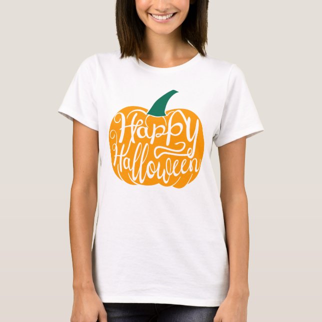 Camiseta Grabación feliz de Halloween con calabaza tallada (Anverso)