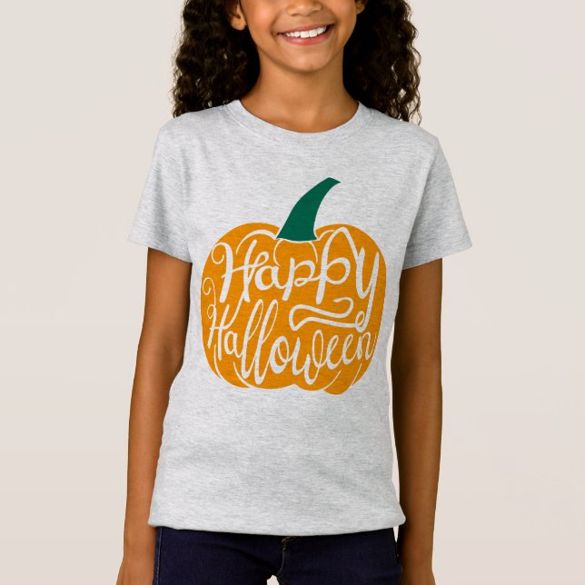 Camiseta Grabación feliz de Halloween con calabaza tallada (Anverso)