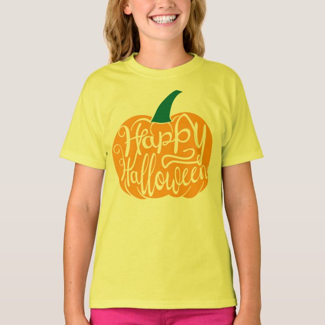 Camiseta Grabación feliz de Halloween con calabaza tallada (Anverso)