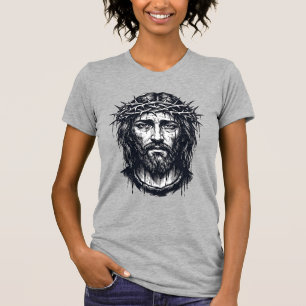 Camiseta Grabado Antiguo Corona de Espinas Retrato Sagrado