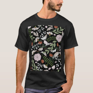 Camiseta Grabado Antiguo Flores Pintadas a Mano