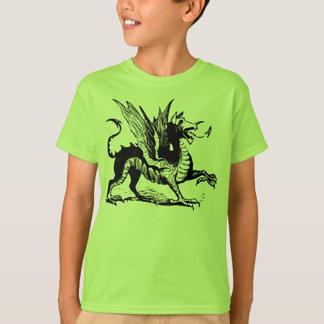 Camiseta Grabado de dragón - Negro (Anverso)