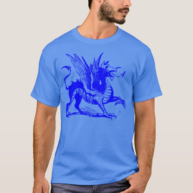 Camiseta Grabado de dragones - Azul (Anverso)
