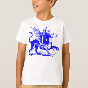 Camiseta Grabado de dragones - Azul