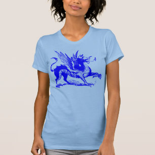 Camiseta Grabado de dragones - Azul