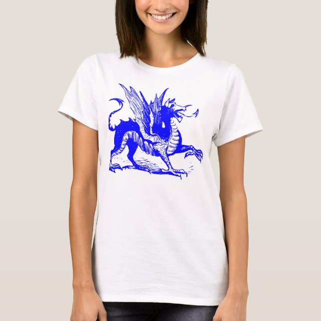 Camiseta Grabado de dragones - Azul (Anverso)