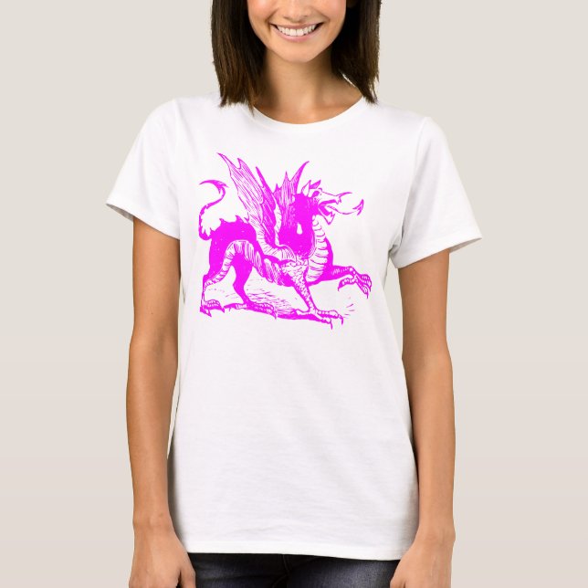 Camiseta Grabado de dragones - Magenta (Anverso)