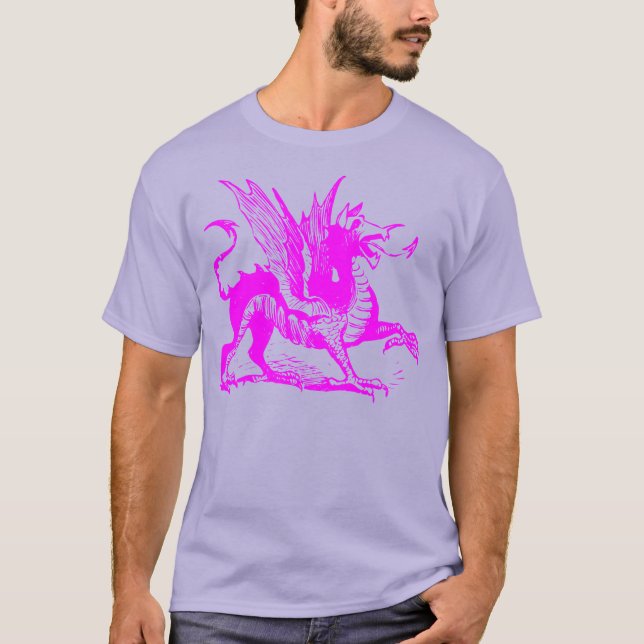 Camiseta Grabado de dragones - Magenta (Anverso)