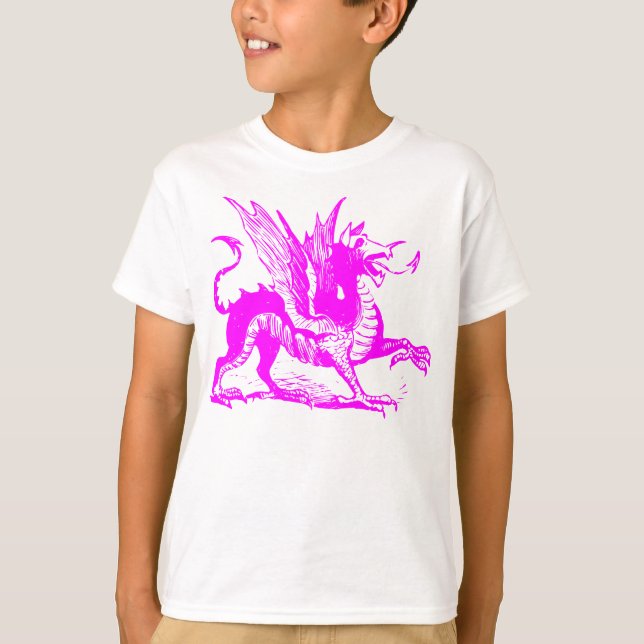 Camiseta Grabado de dragones - Magenta (Anverso)