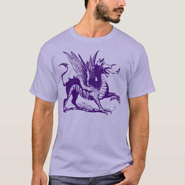 Camiseta Grabado de dragones - Púrpura Profundo (Anverso)