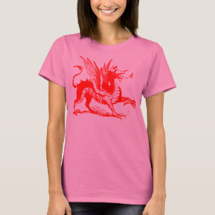 Camiseta Grabado de dragones - Rojo
