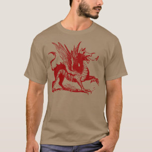 Camiseta Grabado de dragones - Rojo de rubí