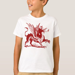 Camiseta Grabado de dragones - Rojo de rubí