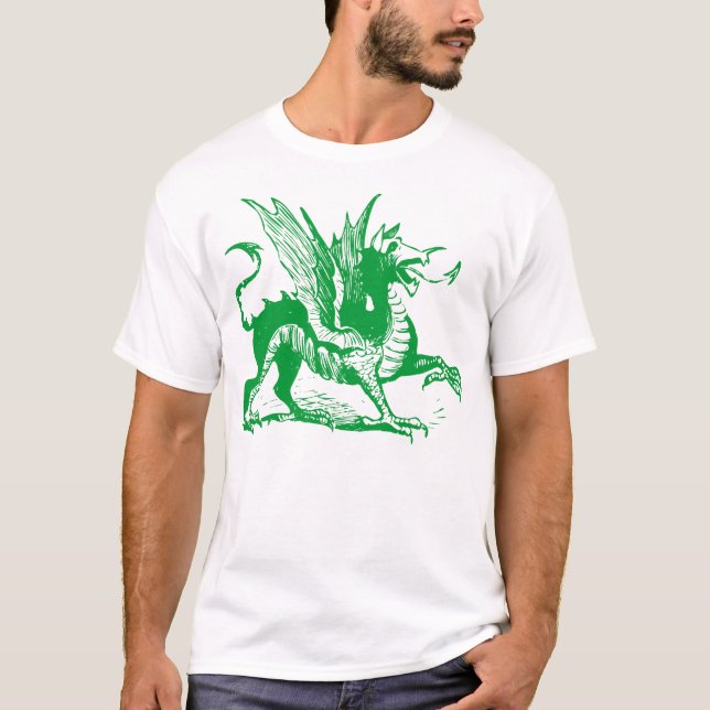 Camiseta Grabado de dragones - Verde de hierba (Anverso)