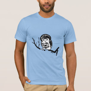 Camiseta Grabado en madera japonés de un pequeño búho