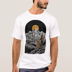 Camiseta Grabado Vintage de Luna de Montaña de Tigre & Cami