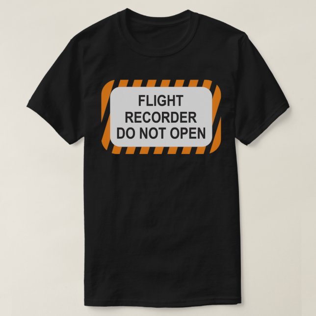 Camiseta Grabador de vuelo No abrir la caja NEGRA DZ19 (Diseño del anverso)