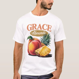 Camiseta Grace Abounds Peach Pineapple Retro Faith Tee