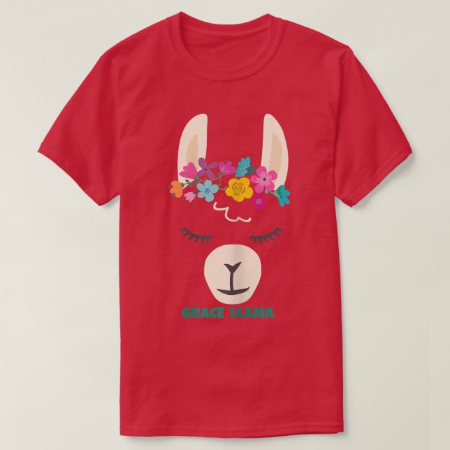 Camiseta GRACE LLAMA - Back To School, Birthday T-Shirt (Diseño del anverso)