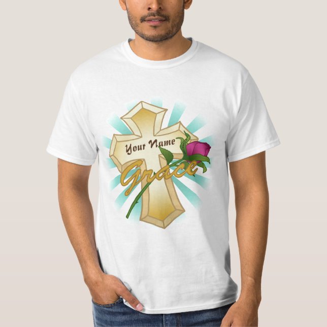 Camiseta Grace Rosa Christian Cross (Anverso)