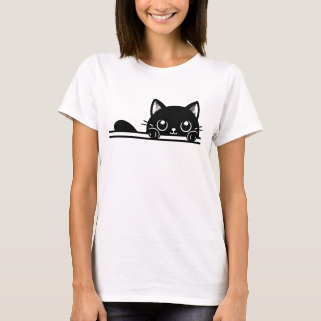 Camiseta Graceful Black Cat Illustration (Anverso)