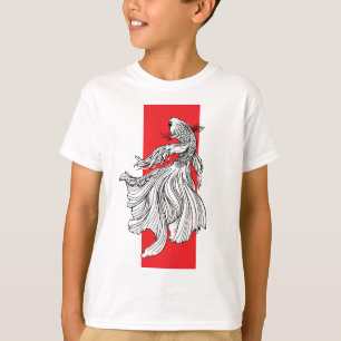 Camiseta Gracets Betta Fish Line Art - Minimalista japonés