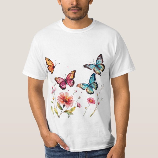 Camiseta Gracia de la Naturaleza: Mariposas acuarelas (Anverso)
