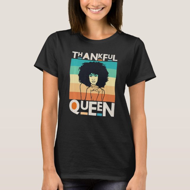 Camiseta Gracias a la reina cristiana mujer negra Melanin S (Anverso)